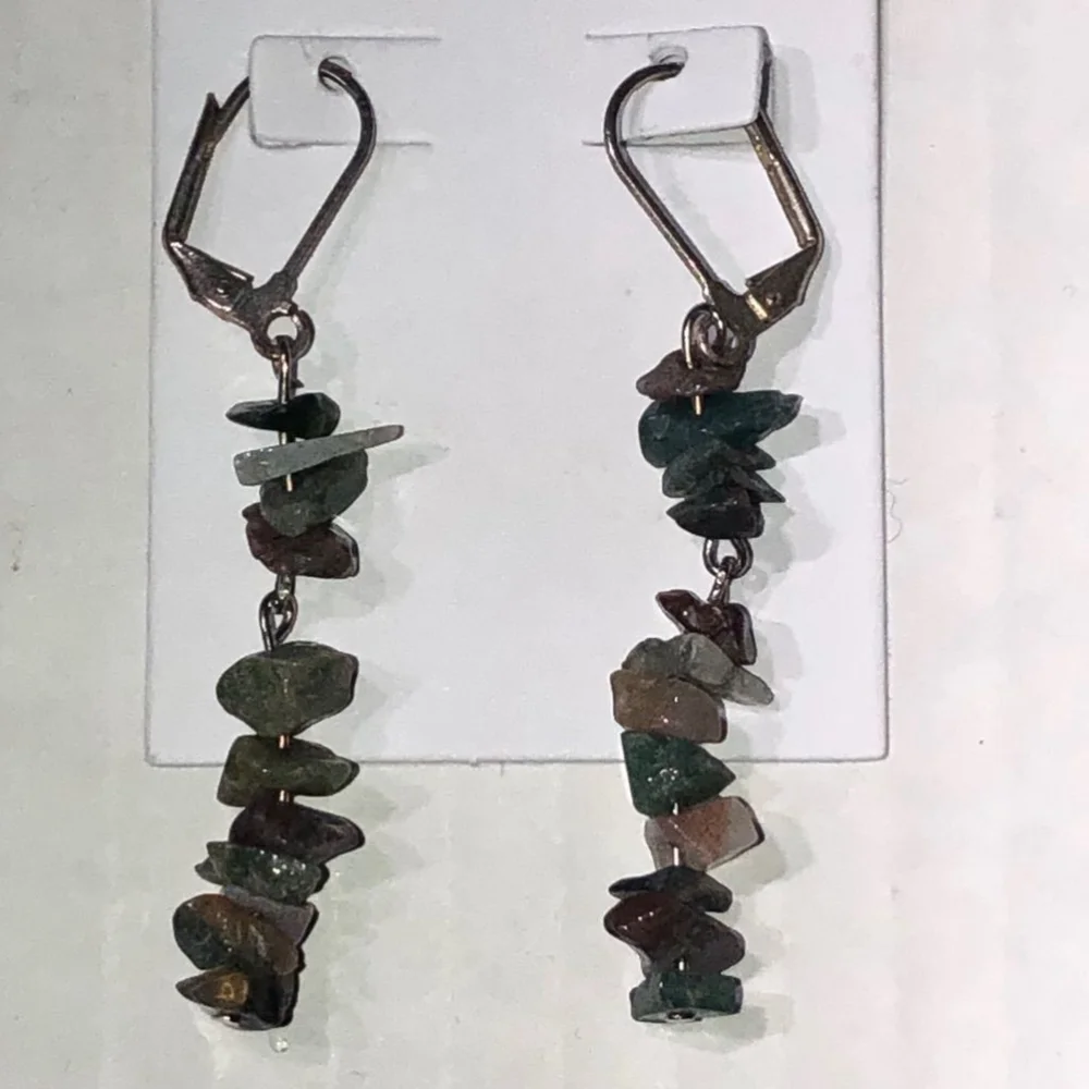 Vintage Stone Beaded Necklace and Earrings Set